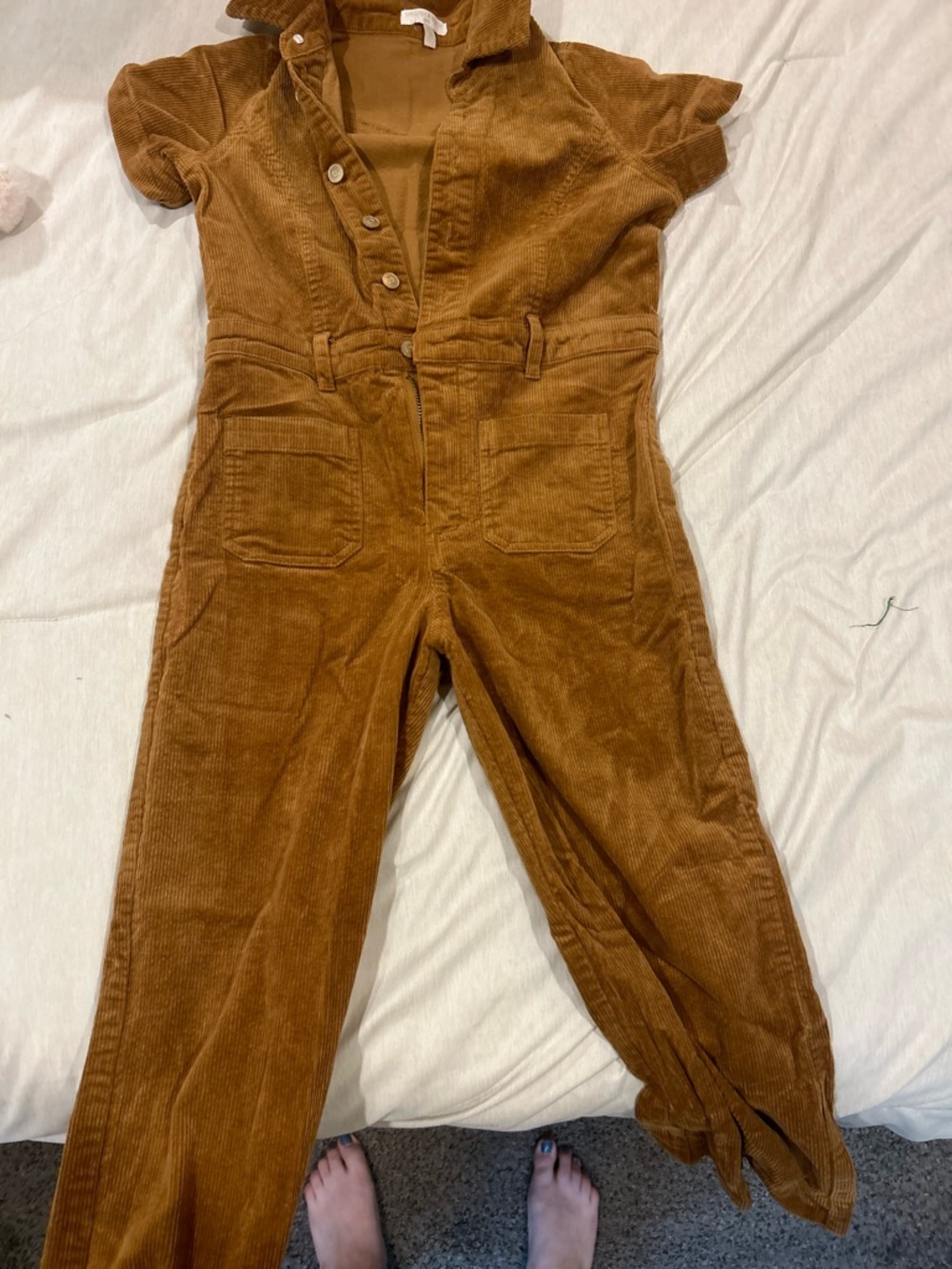 Chelsea & Violet Corduroy Jumpsuit in Warm Brown